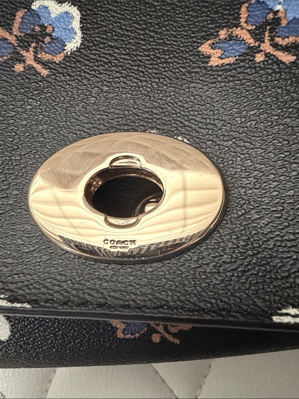 Coach Black Floral Crossbody with Gold Turnlock - Picture 2 of 3